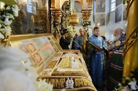 Патриарх Кирилл совершил молебен у раки с мощами святителя Тихона, Патриарха Всероссийского