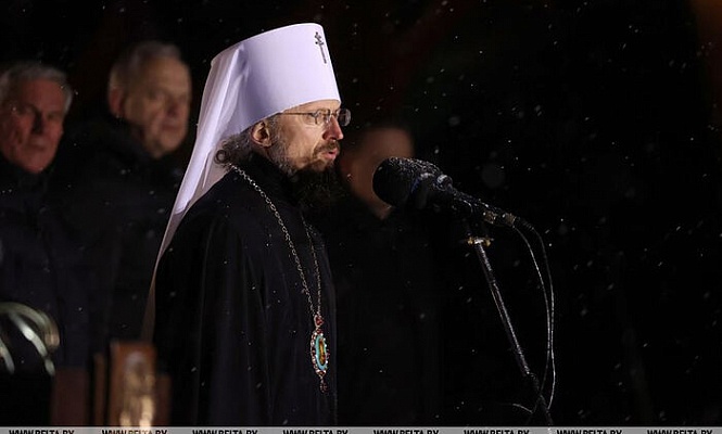 Патриарший экзарх всея Беларуси принял участие в республиканском митинге-реквиеме, приуроченном к 78-й годовщине хатынской трагедии