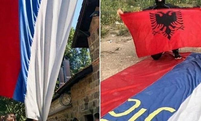 В Косово украден и сожжен флаг с ворот сербского монастыря Грачаница